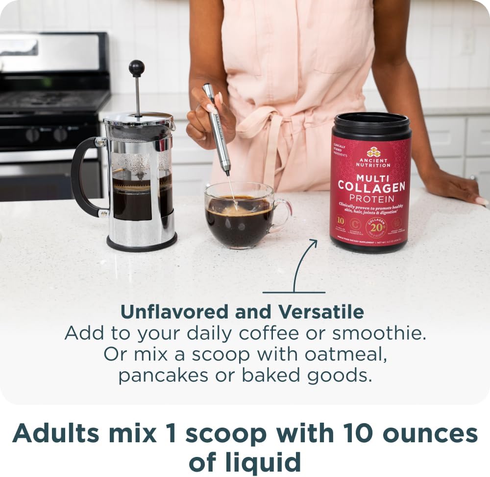 Ancient Nutrition Collagen Powder Protein with Probiotics, Unflavored Multi Collagen Protein with Vitamin C, 45 Servings, Hydrolyzed Collagen Peptides Supports Skin and Nails, Gut Health, 16oz - Image 7