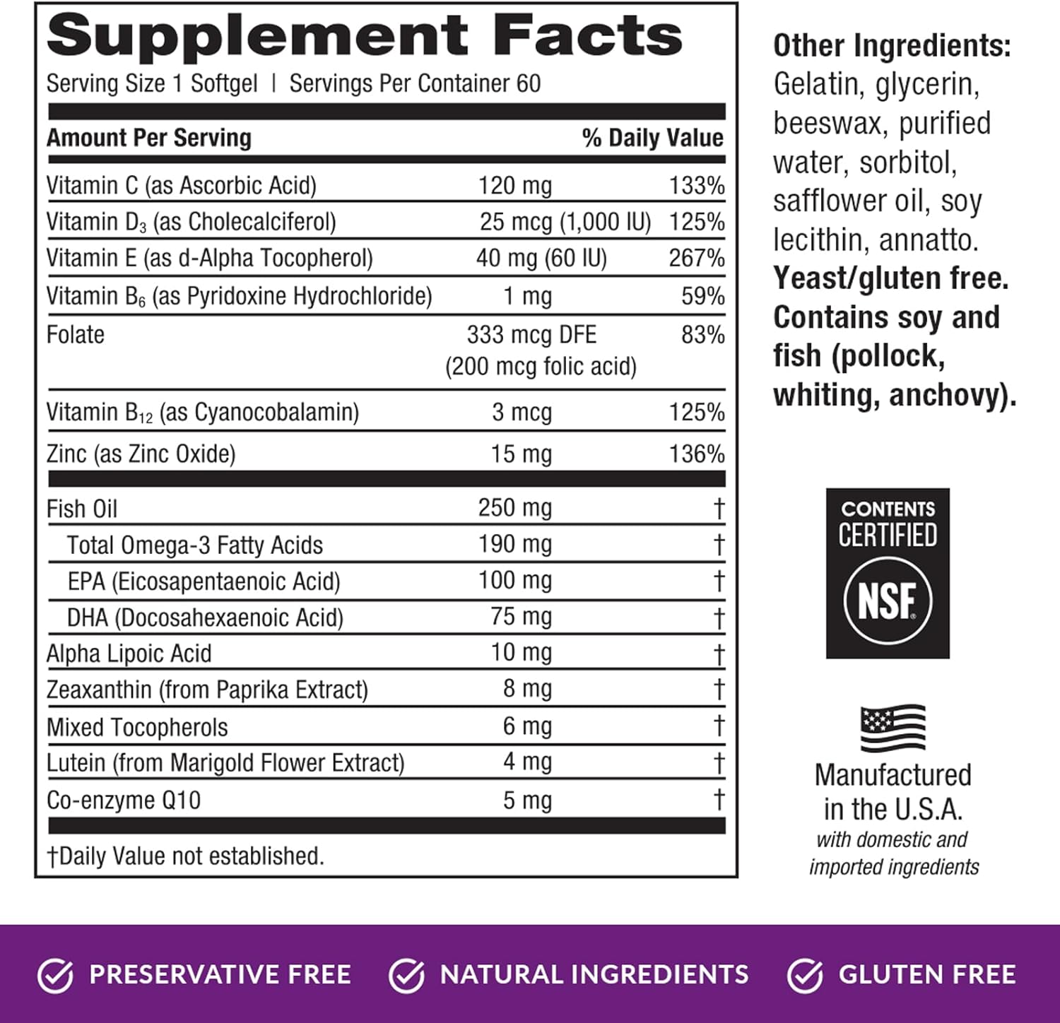 EyePromise Restore Eye Health Supplement - 60 Softgels, 30-Day Supply - Omega 3 Supplement with Zeaxanthin, Lutein, Fish Oil, EPA, DHA & Vitamins for Eye Health - Image 6