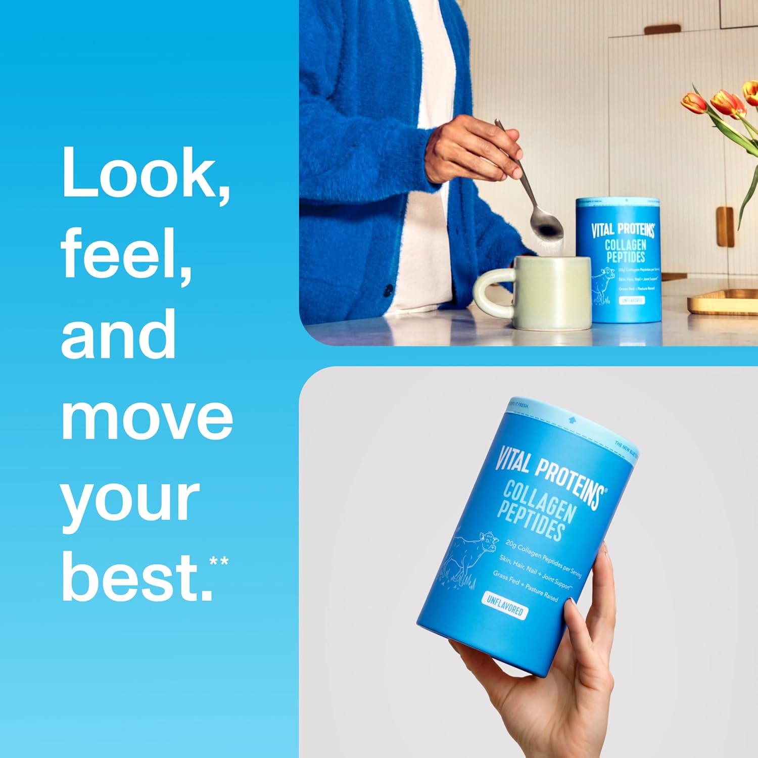 Vital Proteins Collagen Peptides Powder - Supports Hair, Nail, Skin, Bone & Joint Health, Unflavored, Collagen Protein 9.33 OZ - Image 3