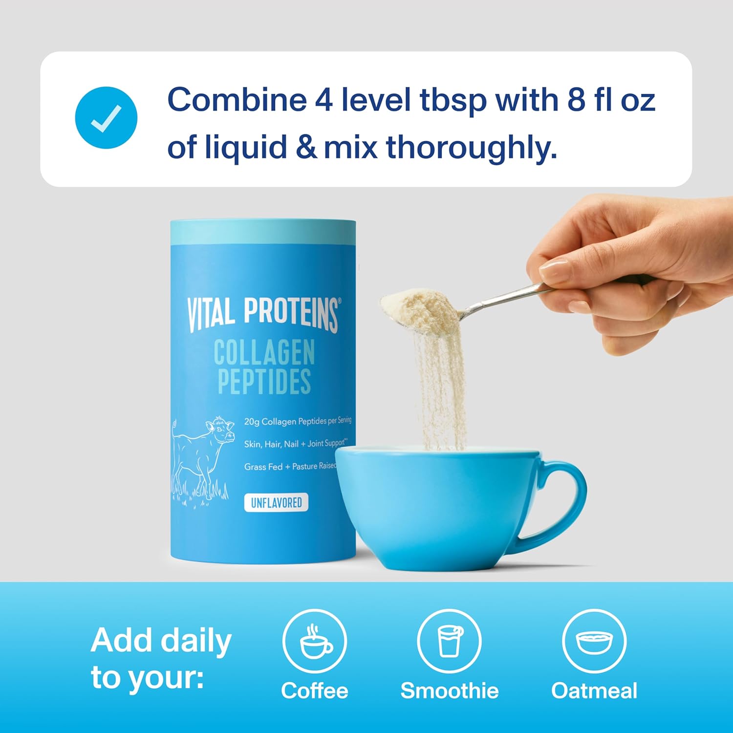 Vital Proteins Collagen Peptides Powder - Supports Hair, Nail, Skin, Bone & Joint Health, Unflavored, Collagen Protein 9.33 OZ - Image 4