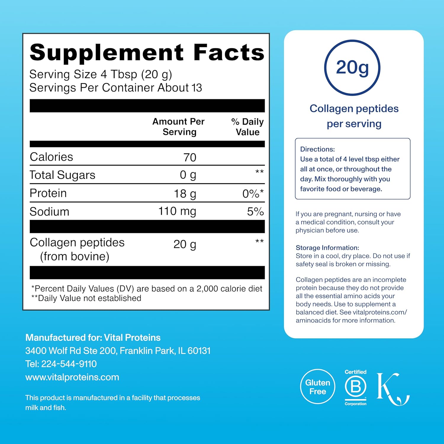 Vital Proteins Collagen Peptides Powder - Supports Hair, Nail, Skin, Bone & Joint Health, Unflavored, Collagen Protein 9.33 OZ - Image 8