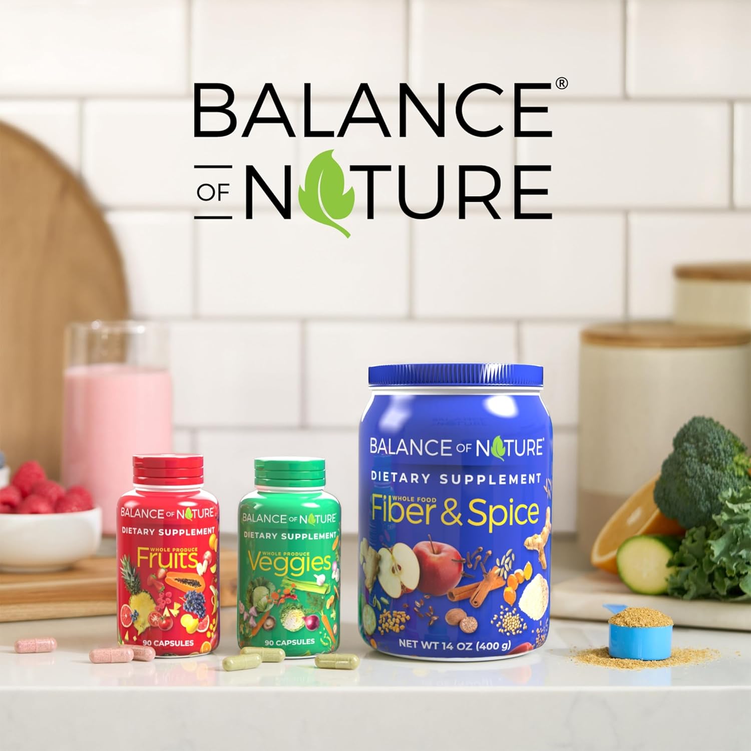 Balance of Nature Fruits and Veggies Supplements - Whole Fruit and Vegetable Ingredients for Women, Men, and Kids - 90 Fruit Capsules, 90 Veggie Capsules - 1 Set - Image 4