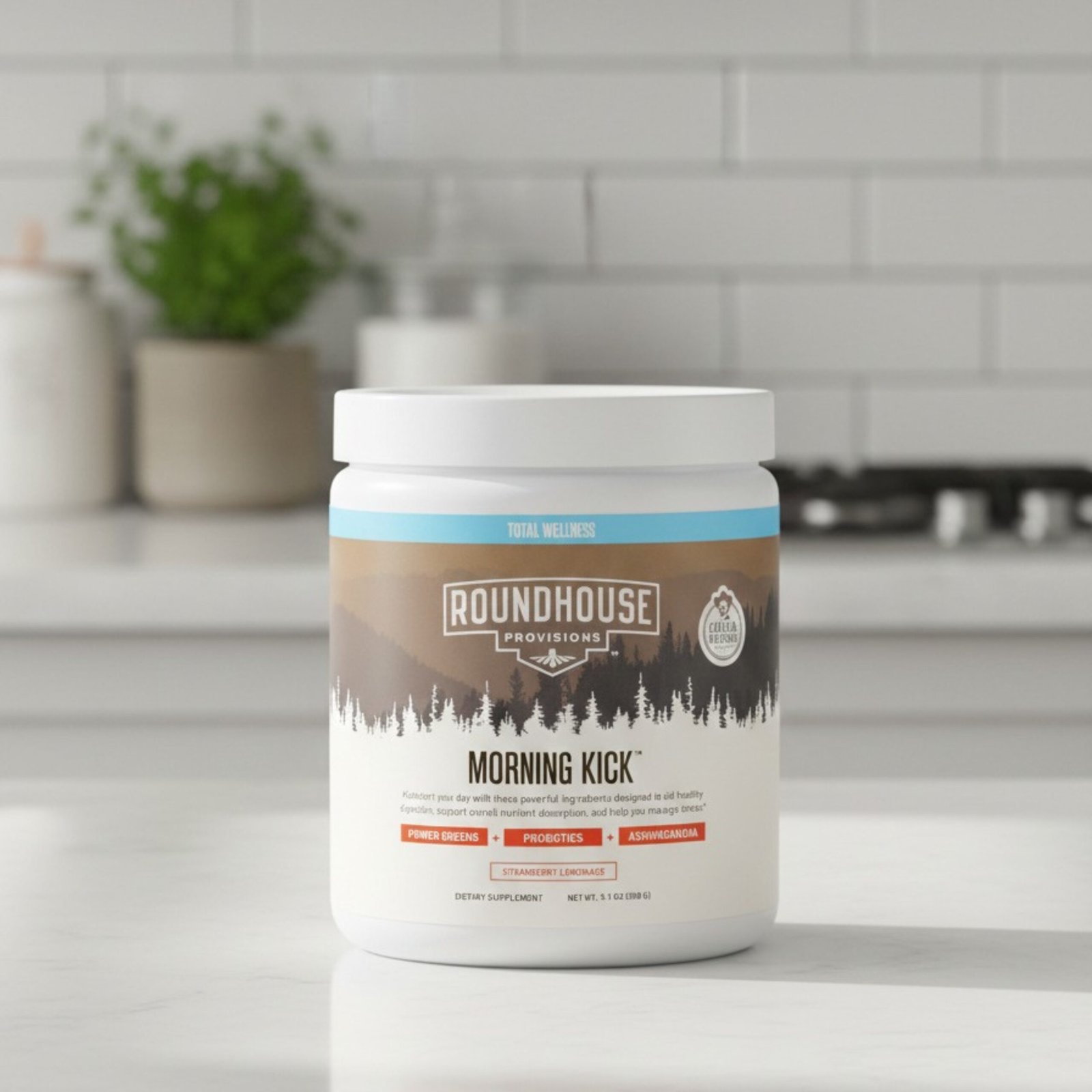 Morning Kick by Roundhouse Provisions – Zero Sugar Greens Superfood Powder with Ashwagandha, Collagen and Probiotics, Supports Daily Wellness, 30 Servings