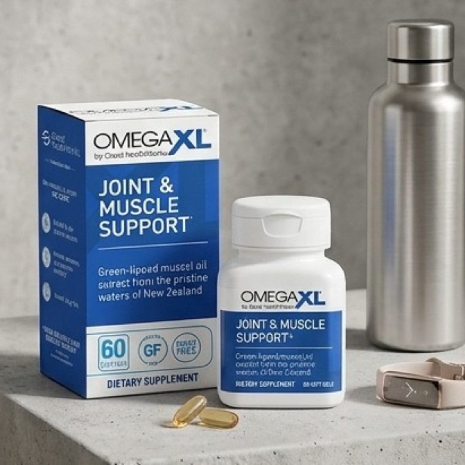 OmegaXL Joint & Muscle Support Supplement – Green Lipped Mussel Oil Soft Gel Capsules – Natural Drug-Free Joint Relief – 60 Softgels